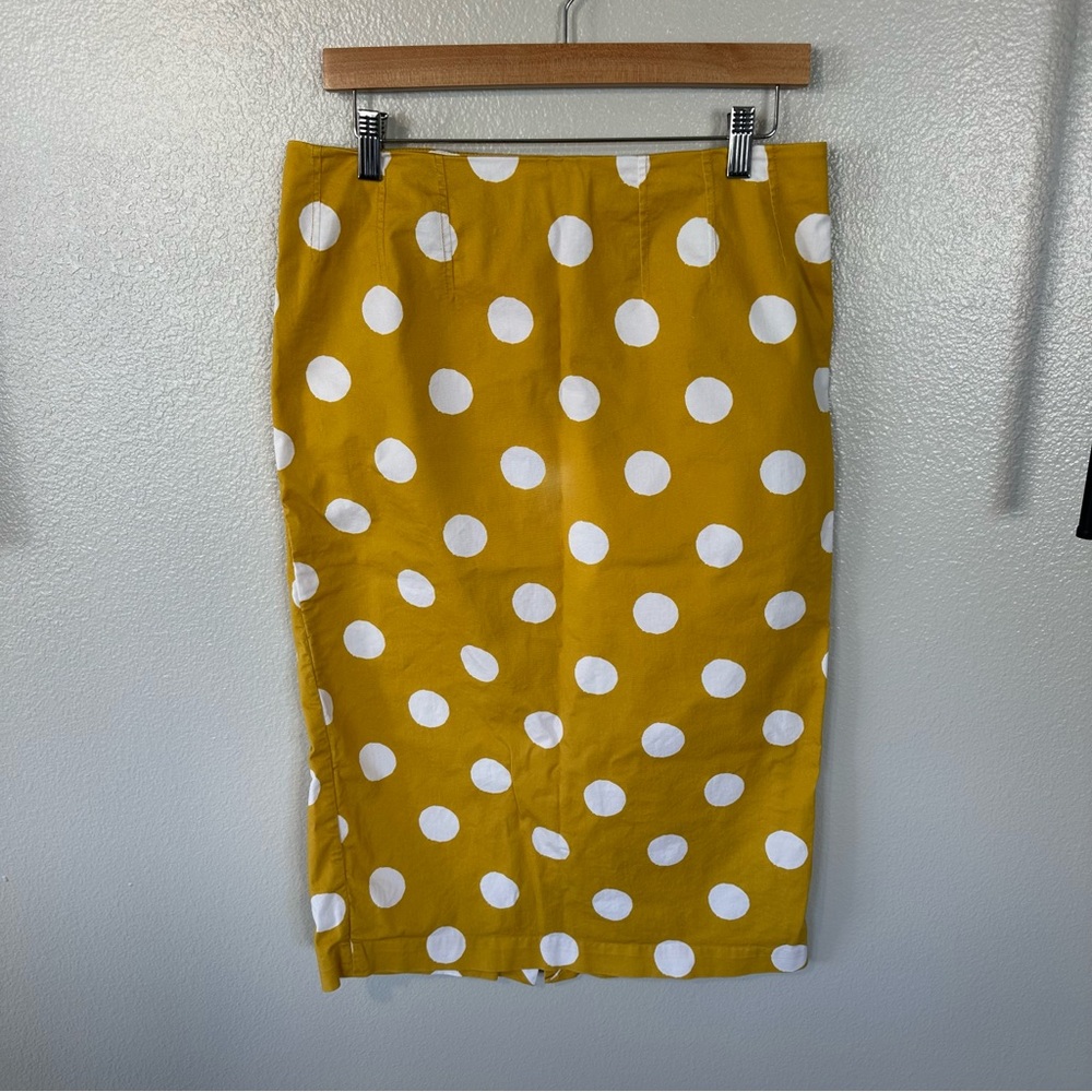 BODEN Polka Dot Chatterley White and Yellow Pencil Skirt, Size 10 - Picture 3 of 11